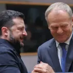 Володимир Зеленський і Дональд Туск під час зустрічі у Брюсселі 16 жовтня 2026 року