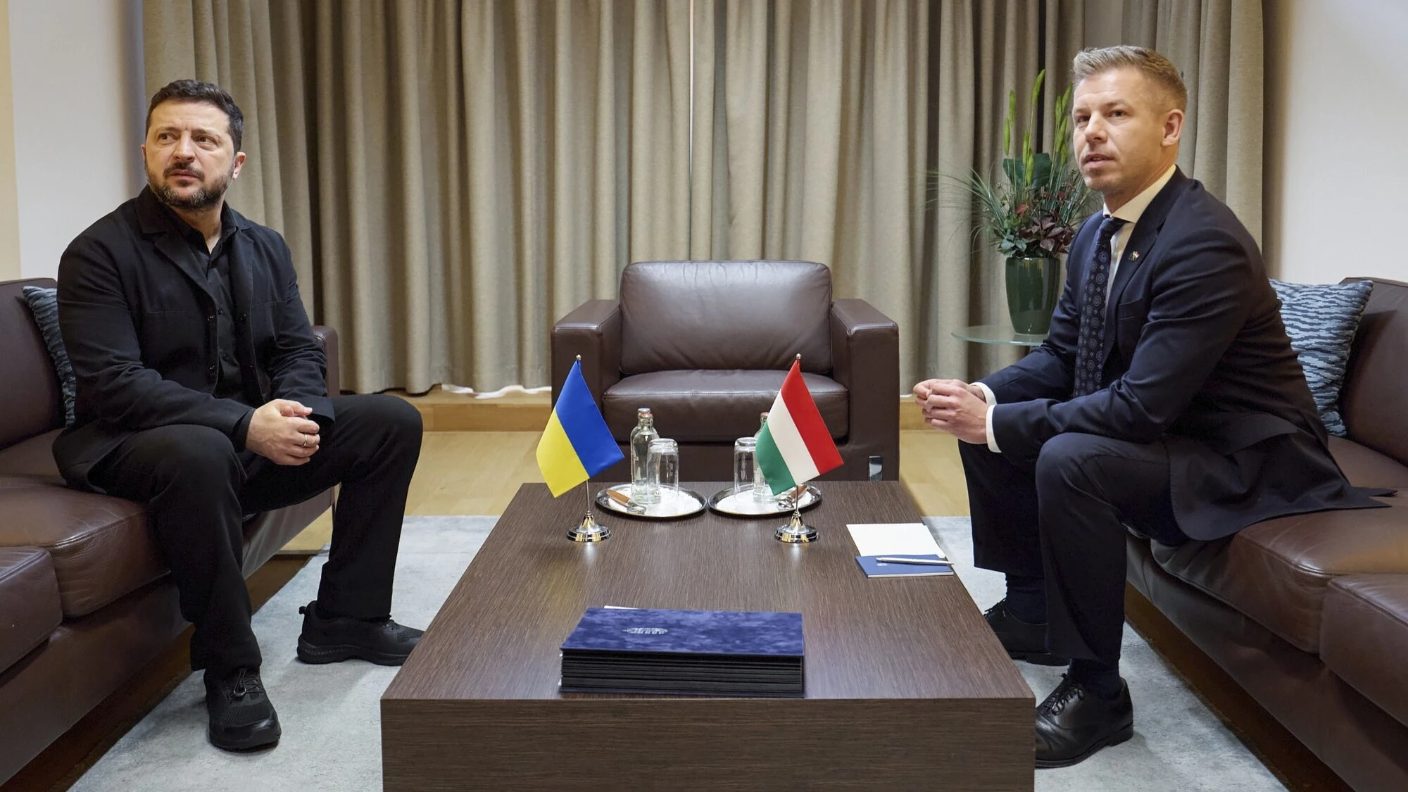 Зеленський і Мадяр під час зустрічі на саміті ЄС